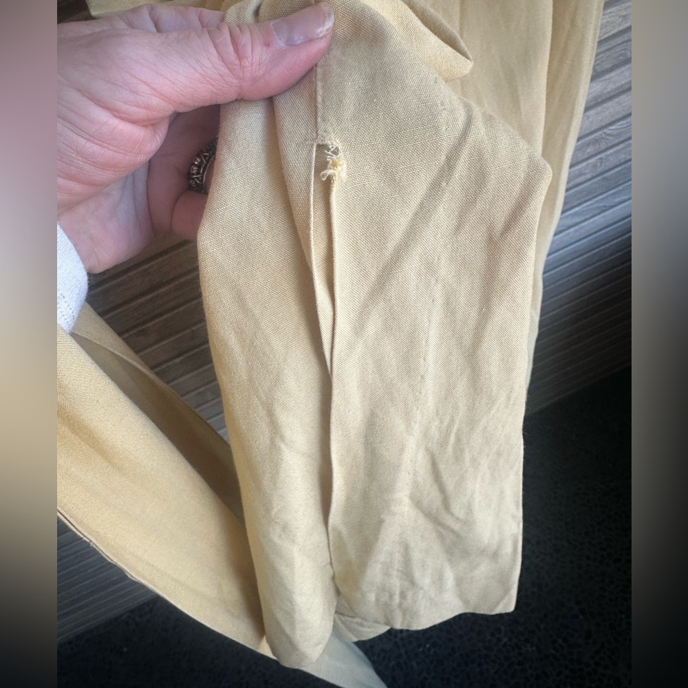 Ann Taylor Long Sleeve Buttery Yellow LINEN Dress - Picture 7 of 8